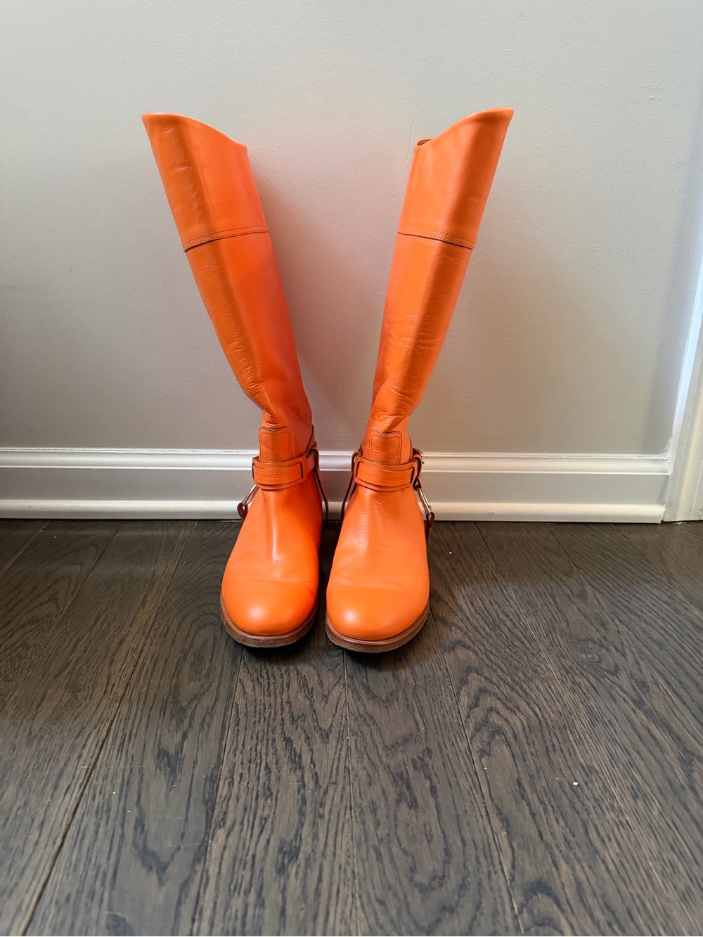 Ralph Lauren Orange Leather Over-the-Knee Riding Boots
